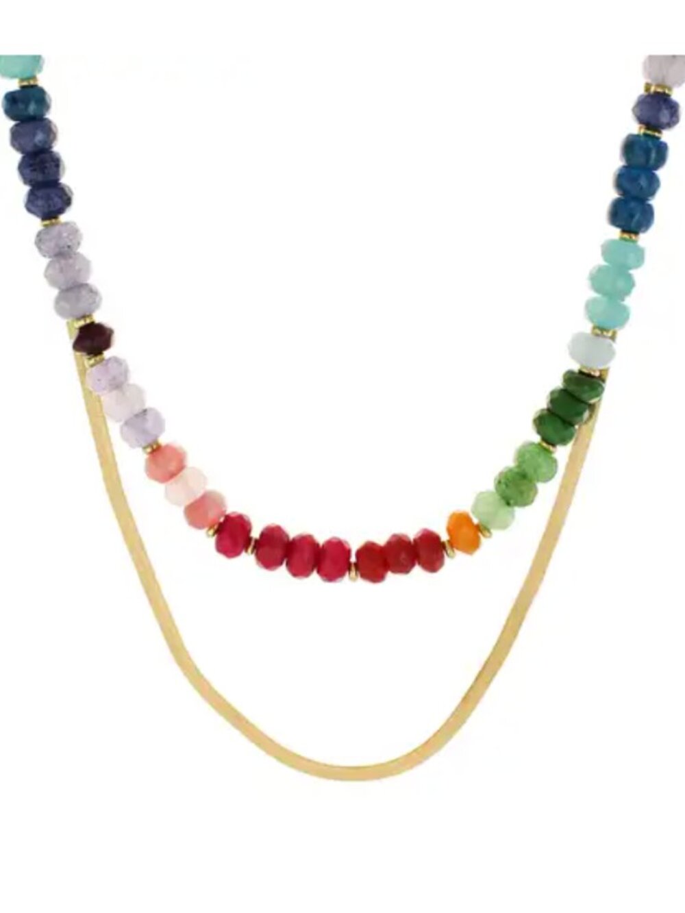 Panacea Mixed Stone & Flat Chain Layered Necklace Multicolor